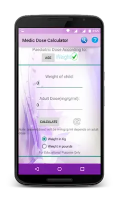 Medic Dose Calculator android App screenshot 1